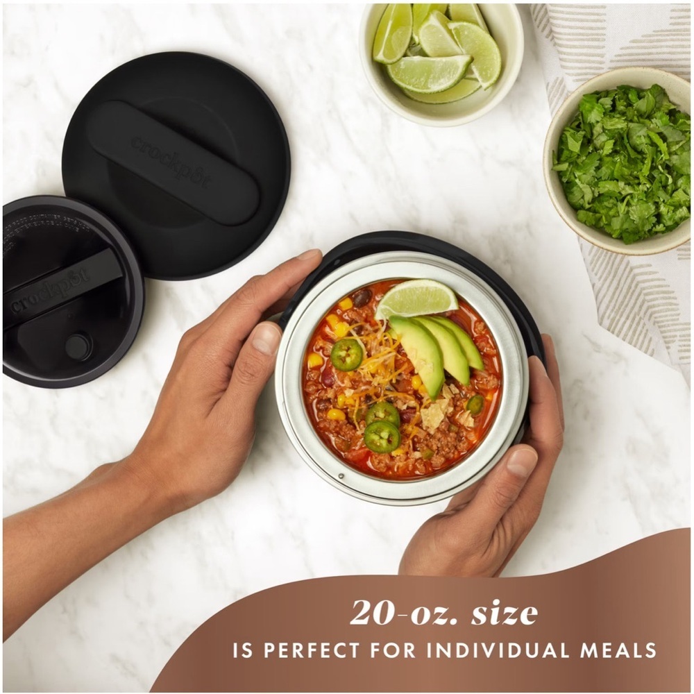 Mini Crock-Pot® Lunch Crock® Food Warmer 20 oz, Matte Black, Smooth Surface - Picture 5 of 6